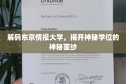 揭秘东京情报大学，神秘学位背后的独特魅力